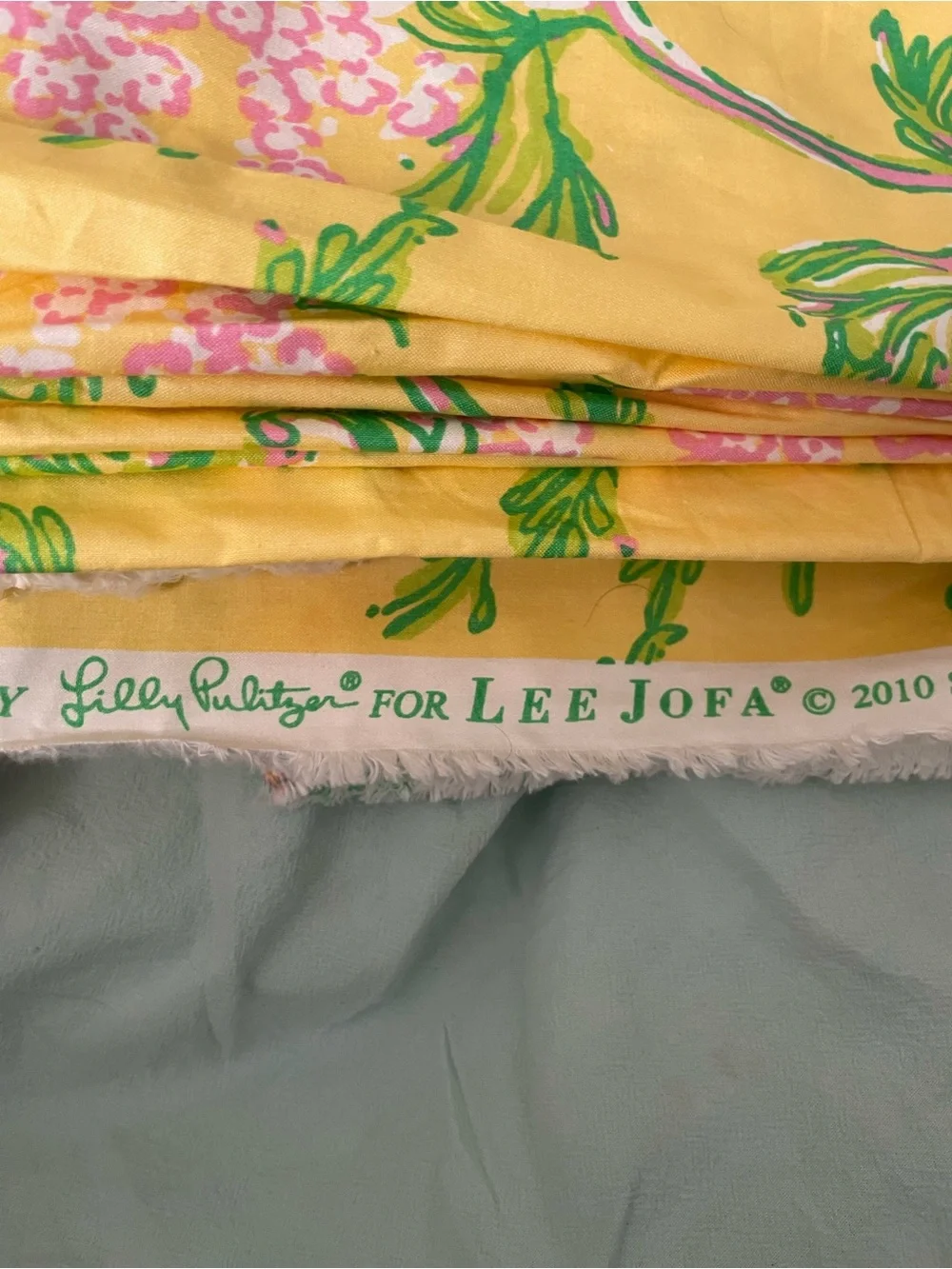 LEE JOFA for Lilly Pulitzer Racy Lacey Yellow fabric upholstery 8 yards uncut